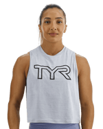 ClimaDry™ Women's Cropped Tech Tank - Solid / Blue Ice Heather
