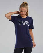 Women's Ultrasoft Lightweight Tri Blend Tech Tee - Big Logo / Navy