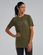 Women's Ultrasoft Lightweight Tri Blend Tech Tee - Big Logo / Olive Night