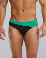 Durafast Elite® Men's Brief Swimsuit - Vanguard Splice / Black & Green