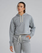 Women's Ultrasoft Heavyweight Terry Cropped Hoodie - Light Heather Grey