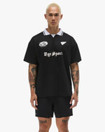 Men's Collared Sports Jersey - Black/White