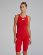 Women's Venzo Open Back Tech Suit - Solid - Non PFAS / Red