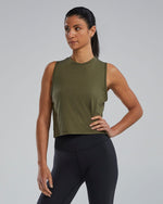 Women's Triblend Cropped Tank - Olive Night