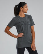 Women's Ultrasoft Lightweight Tri Blend Tech Tee - Big Logo / Charcoal Heather