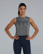 ClimaDry™ Women's Cropped Tech Tank - Solid / Medium Grey Heather