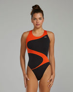 Durafast Elite® Women's Maxfit Swimsuit - Vanguard Splice / Black & Orange