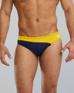 Durafast Elite® Men's Brief Swimsuit - Vanguard Splice / Navy & Gold