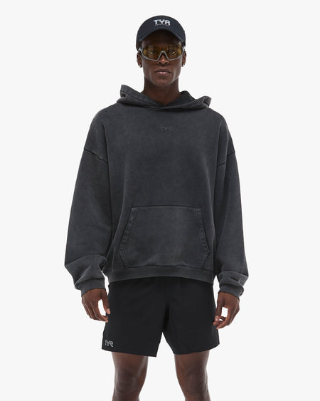 Men's Vintage Wash Oversized Pullover Hoodie - Garment Dyed / Gunmetal
