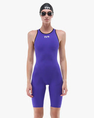 Women's Venzo Open Back Tech Suit - Solid - Non PFAS / Purple