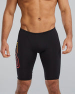 Durafast Elite® Men's Large Logo Jammer Swimsuit - Solid / Black, Orange, & Yellow